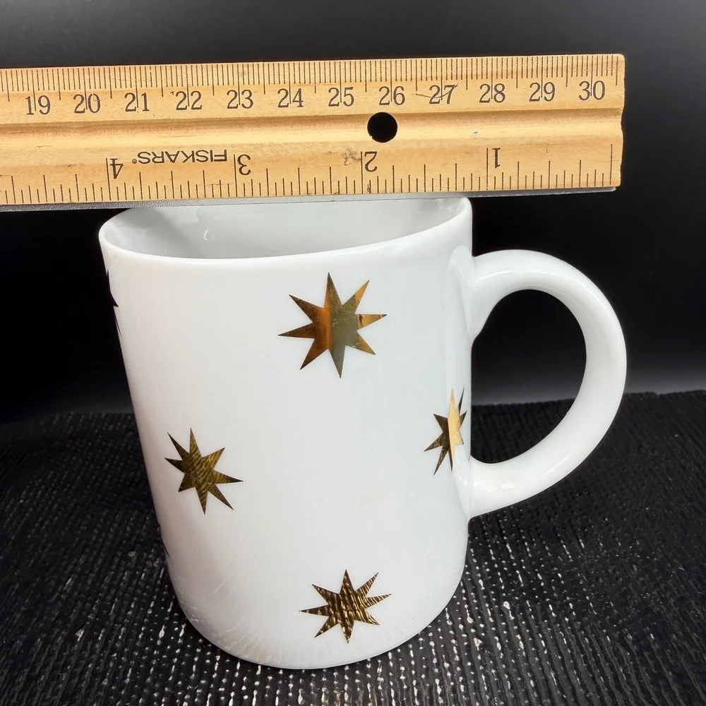 Pier‎ 1 Gold Starburst White Ceramic Coffee Mugs Cups Set of 2 Monno Bangladesh